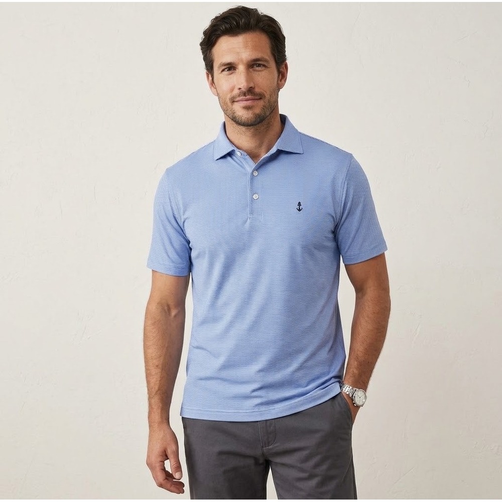 Peter Millar Carpenter Stripe Crown Comfort Polo Mens M Prairie Dunes Golf Light